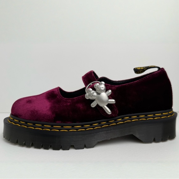 Dr. Martens Addina Heaven Marc Jacobs Velvet Shoes Cherry Red Mary Janes UK 6 - Picture 5 of 17